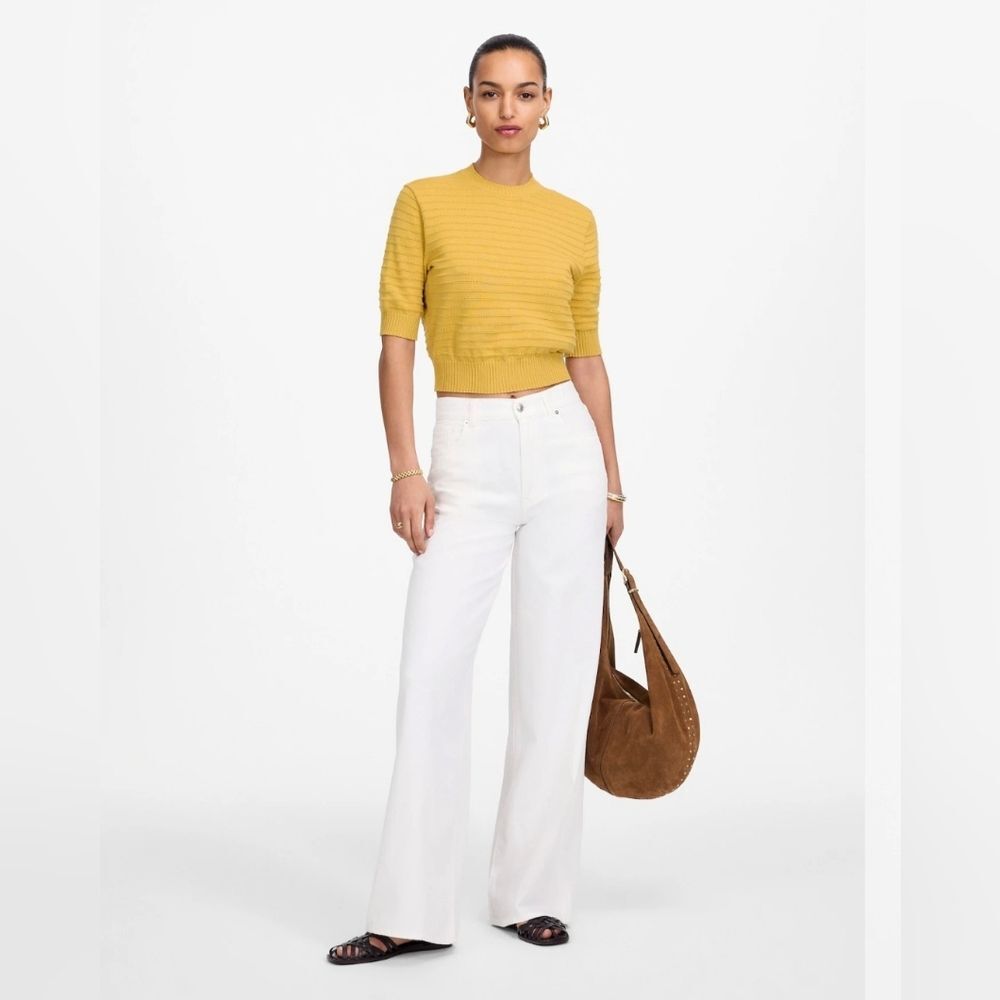 Madewell Textural-Stitch Cotton Sweater In Chanterelle Size XS